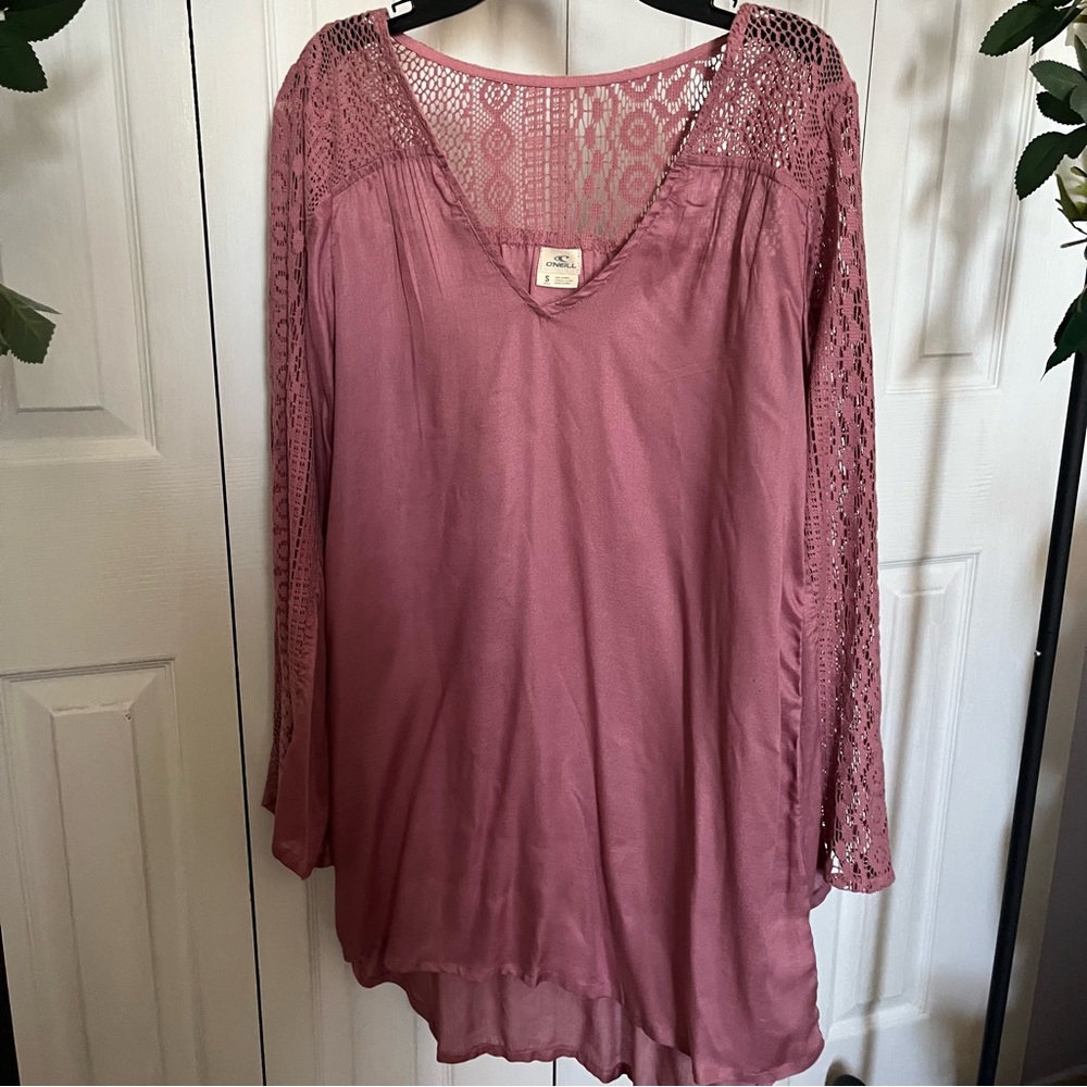 Women's O’Neill Eva Mauve Pink Coverup Tunic Lace Swim NWT